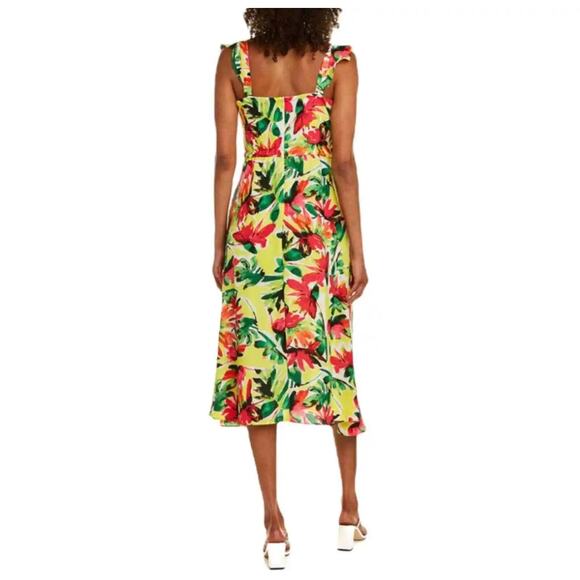 Julia Jordan Tropical Floral Ruffle Midi Dress Size 16 - Picture 2 of 6